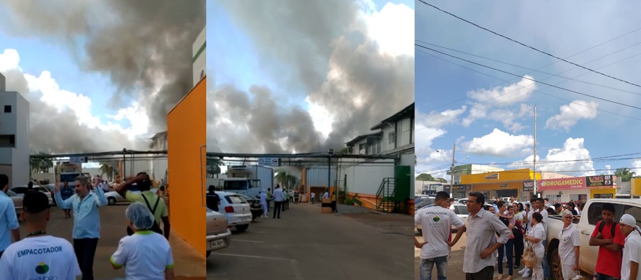 Depósito de supermercado pega fogo e funcionários saem às pressas 1