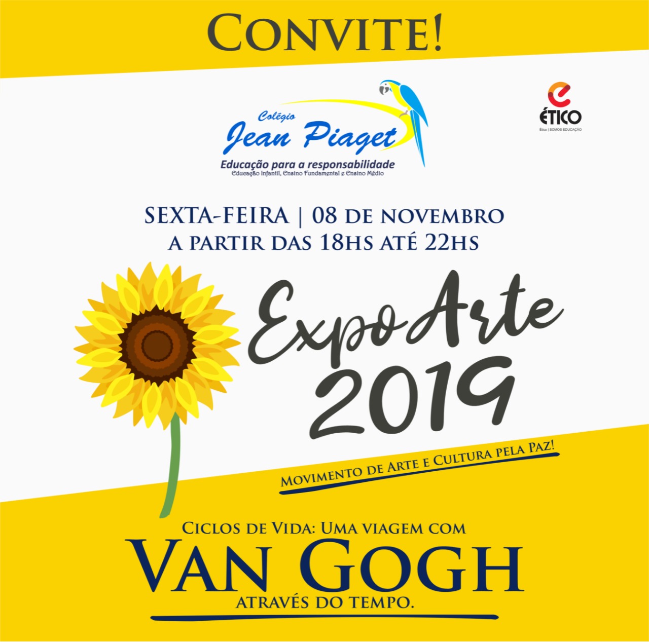 Convite do Colégio Jean Piaget em Sinop - Expoarte
