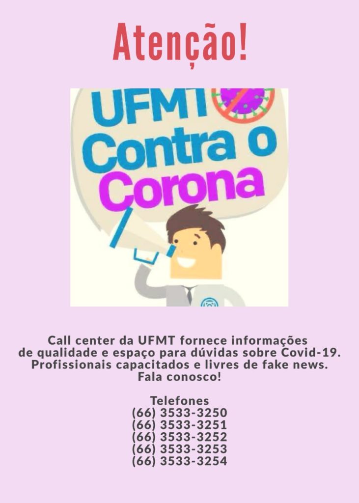 UFMT disponibiliza 5 números de telefone para tirar dúvidas sobre Coronavírus 2