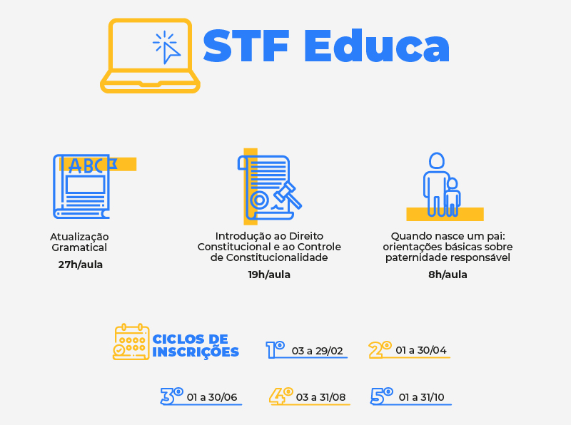 Dois novos cursos gratuitos são inclusos na plataforma do STF Educa