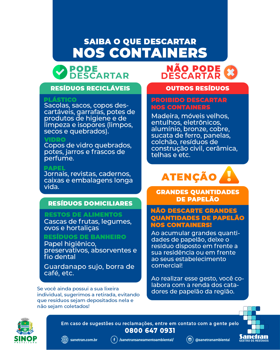 SINOP: Prefeitura orienta sobre tipos de resíduos descartados em Contêineres 4